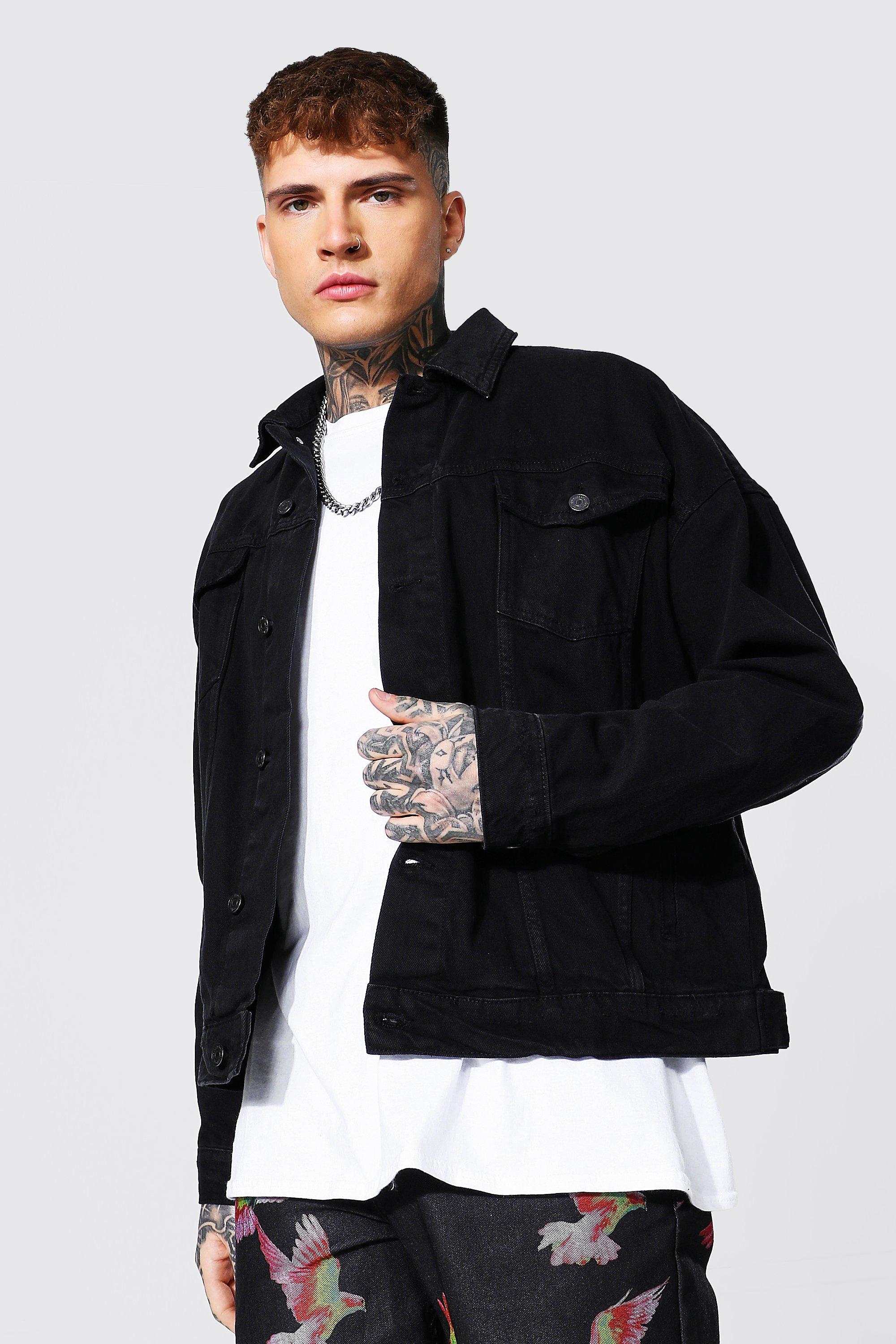 Black denim jacket outlet boohoo